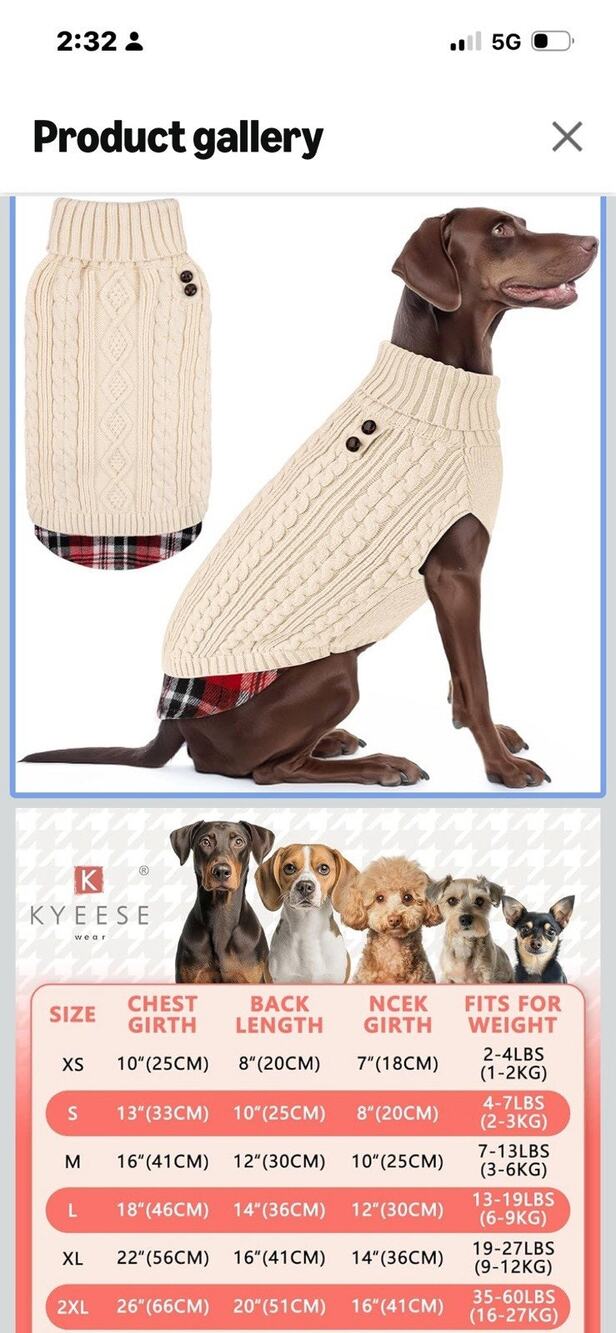 Kyeese Dog Sweater Stretchy Knitwear Medium Dogs Sweater Gingham Patchwork Soft